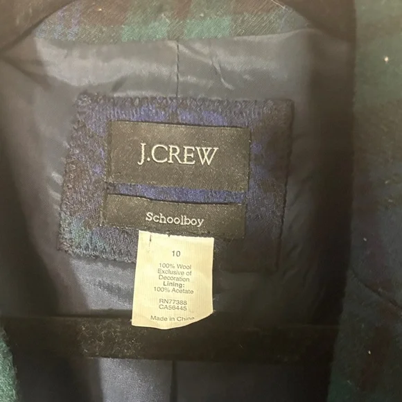 J. Crew Women's Tartan Blazer - Navy and Forest Green - Picture 3 of 12